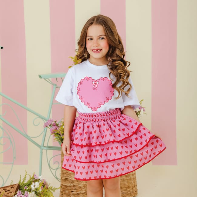 Conjunto Joana com coração bordado
